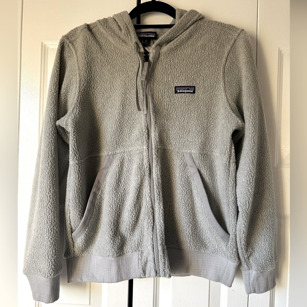 Patagonia Shearling Fleece Hoody, Women’s Medium, Color Salt Grey